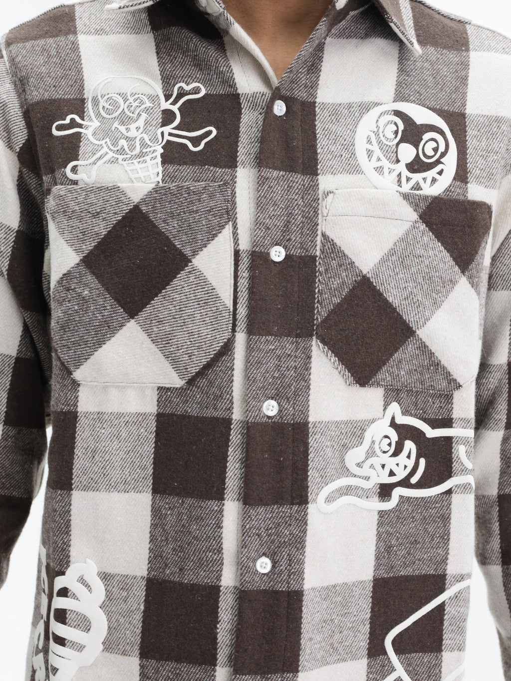Ice-cream Shirt Multi Logo Check Brown