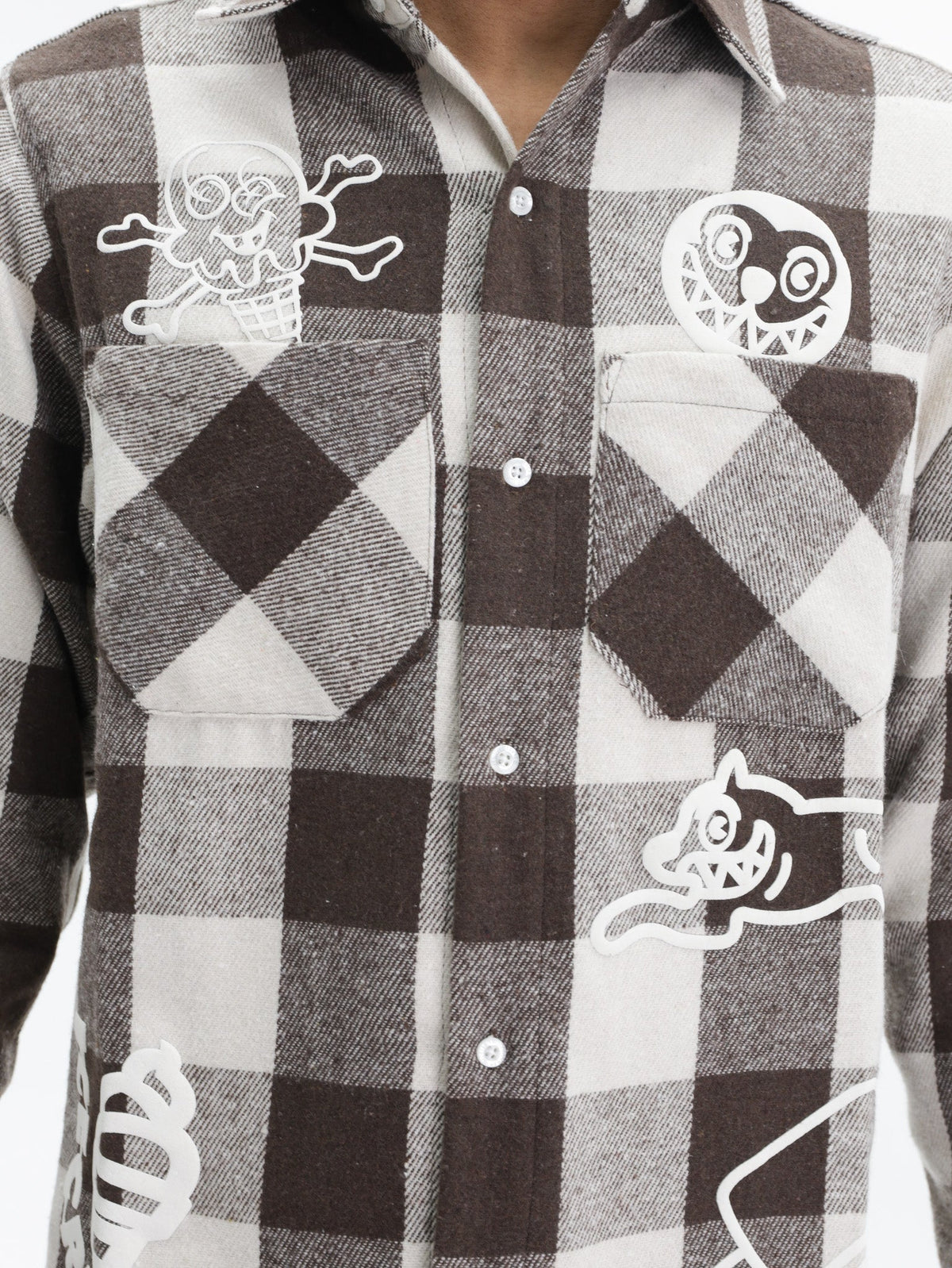 Ice-cream Shirt Multi Logo Check Brown