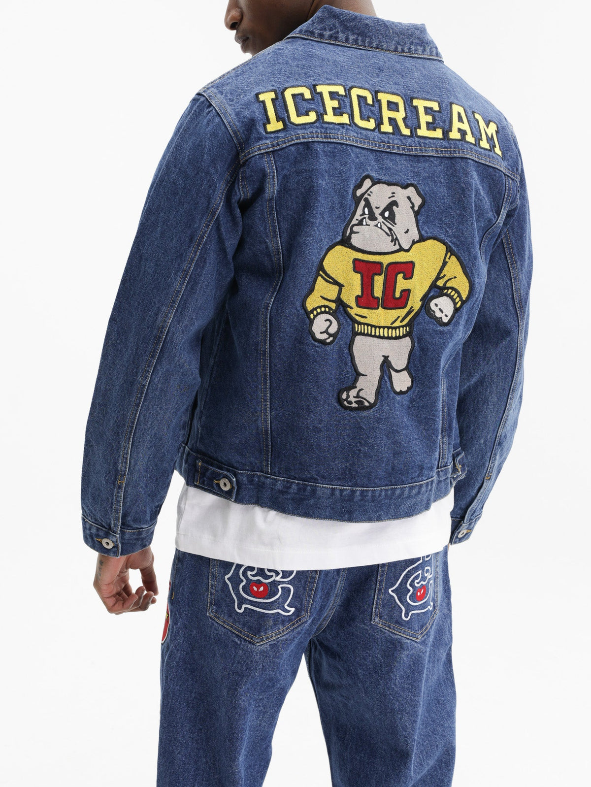 Ice-cream Jacket Red Embrioded Logo Medium Wash