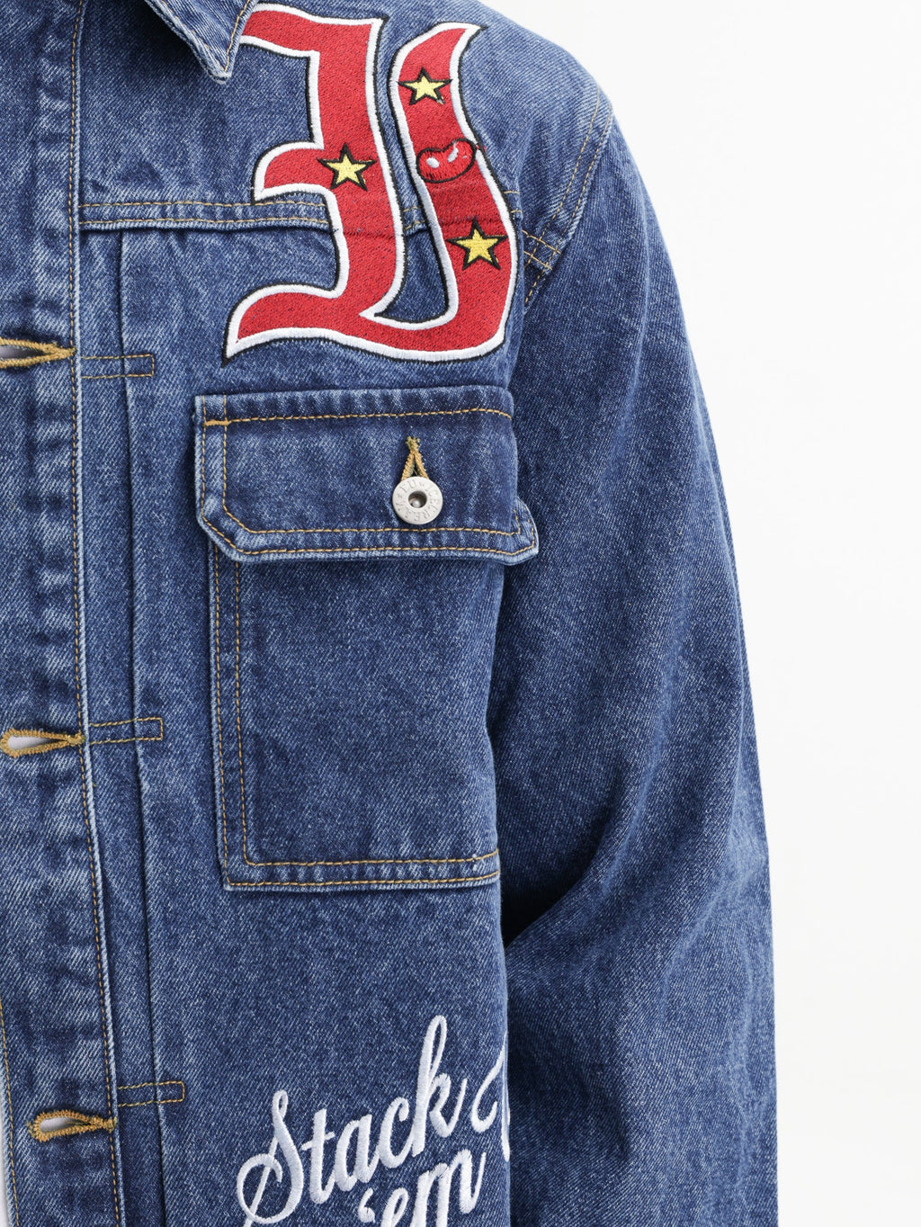 Ice-cream Jacket Red Embrioded Logo Medium Wash