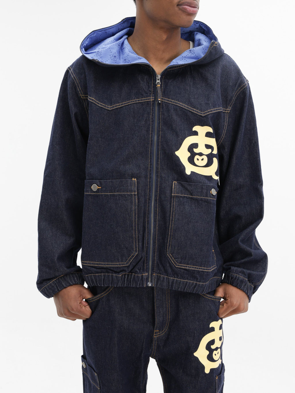 Ice-cream Jacket Panelled Zip Through Indigo