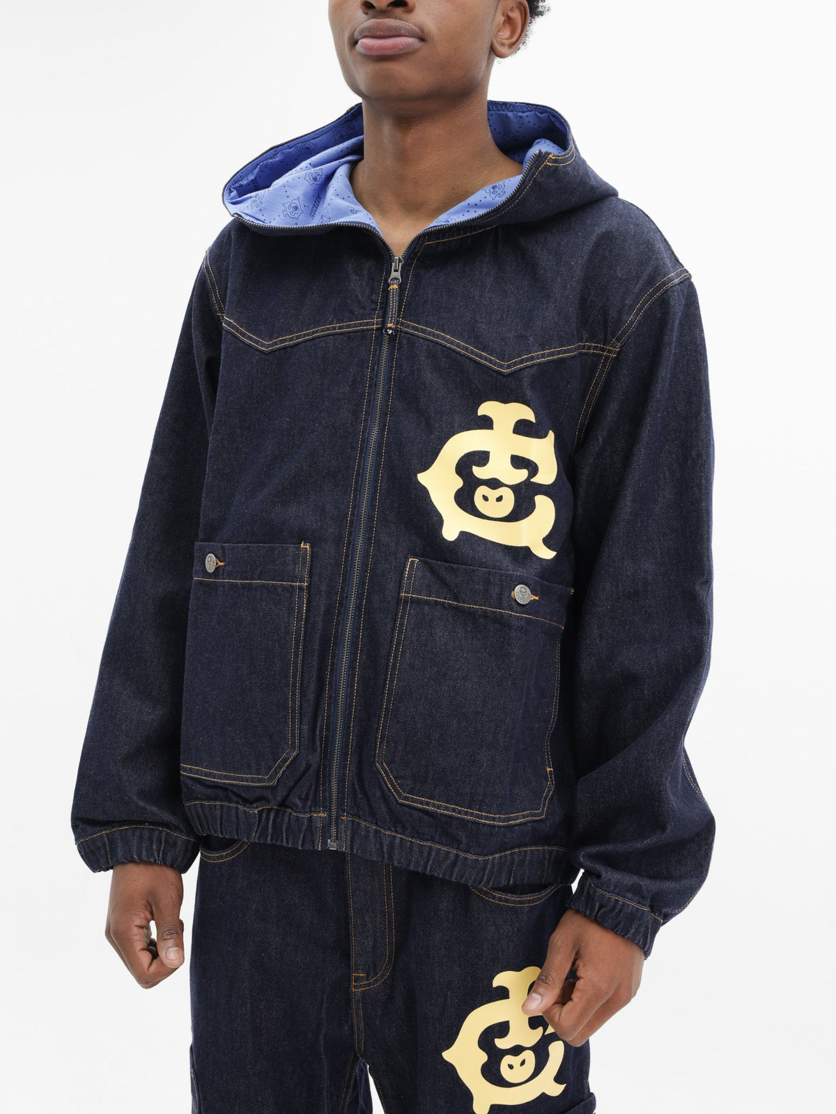 Ice-cream Jacket Panelled Zip Through Indigo