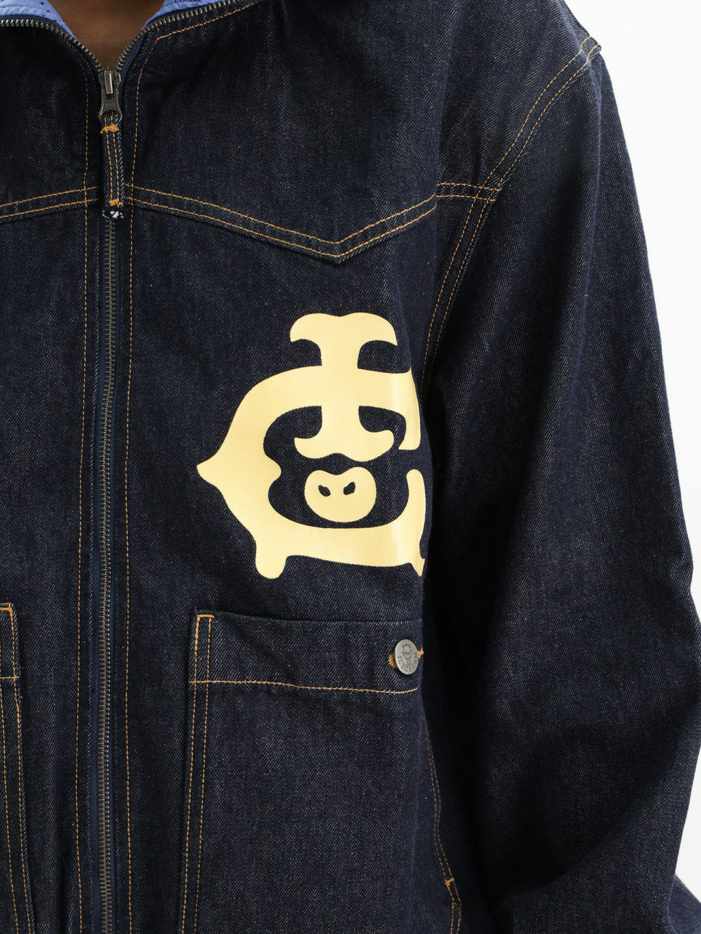 Ice-cream Jacket Panelled Zip Through Indigo