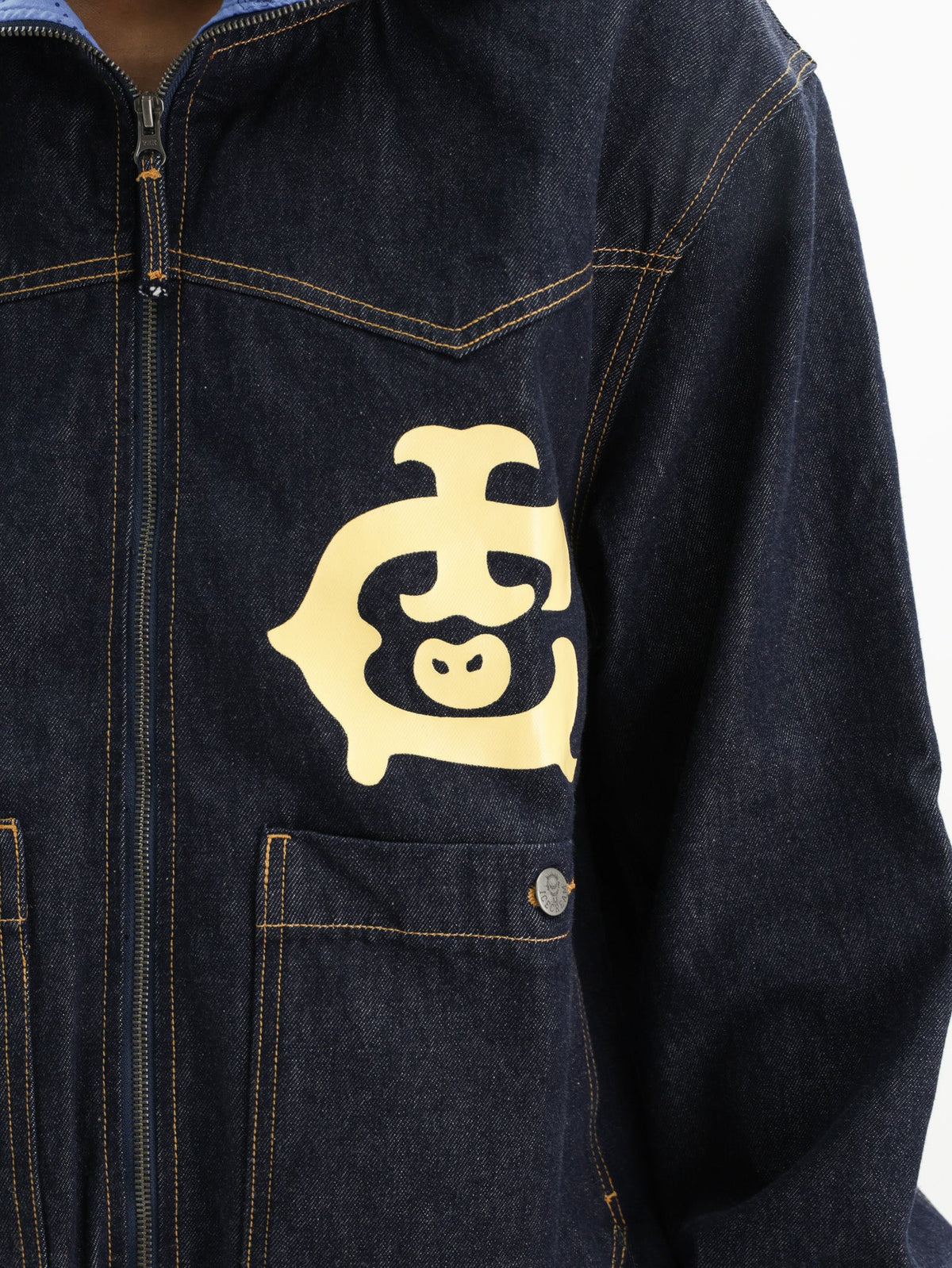Ice-cream Jacket Panelled Zip Through Indigo