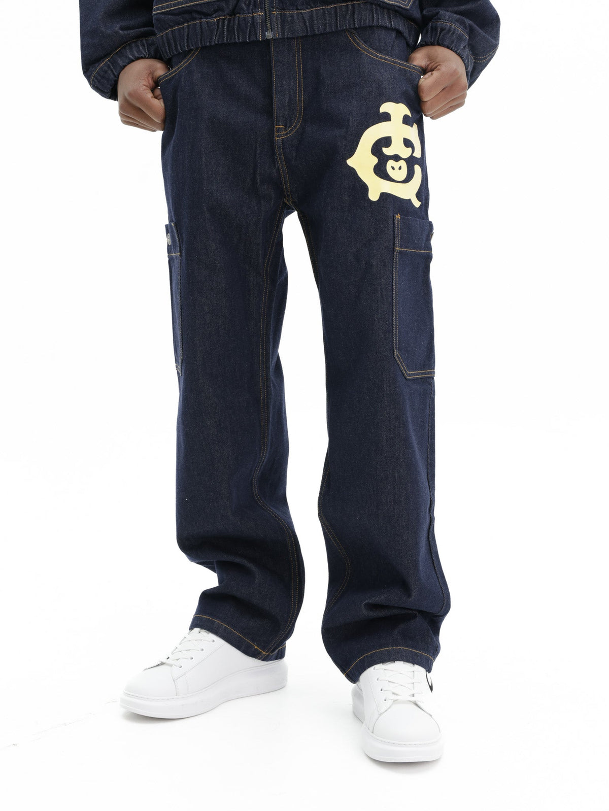 Ice-cream Pants Beige Ic Print Logo Indigo