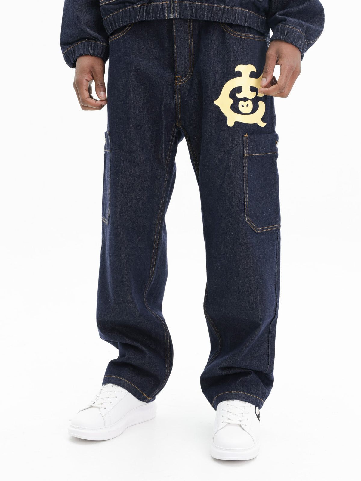 Ice-cream Pants Beige Ic Print Logo Indigo