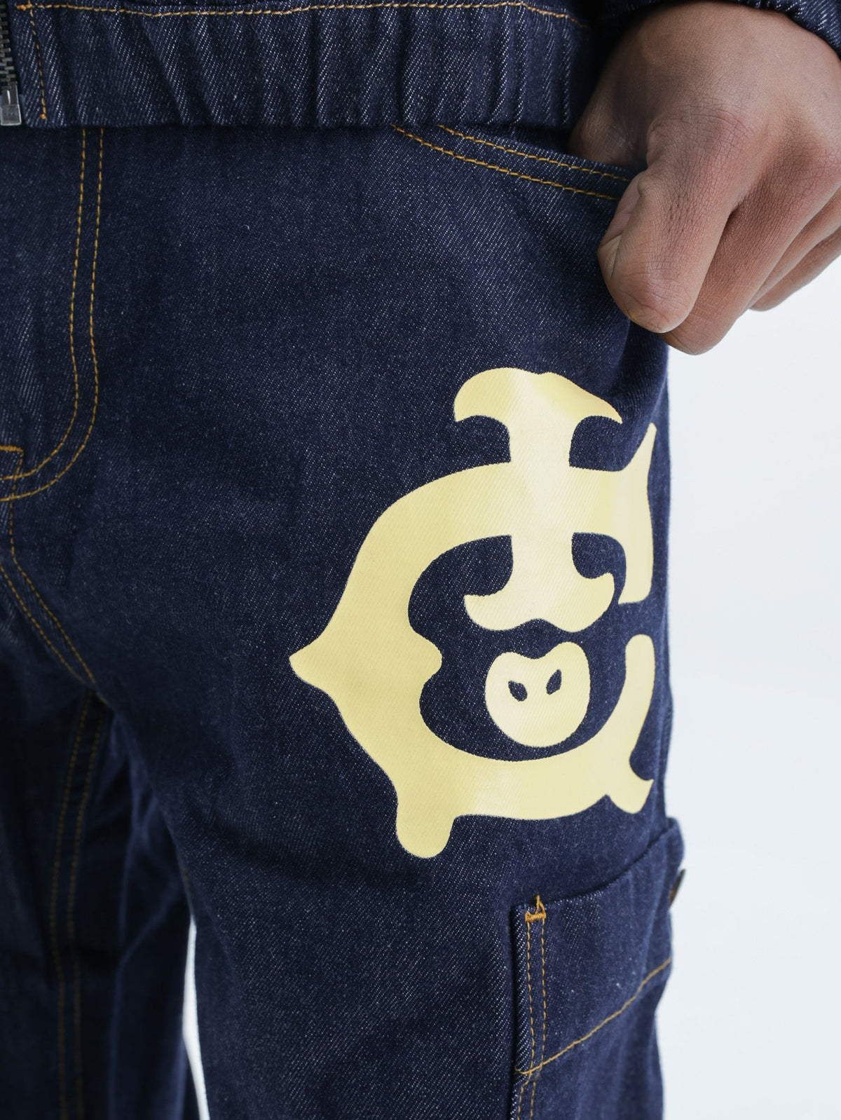Ice-cream Pants Beige Ic Print Logo Indigo