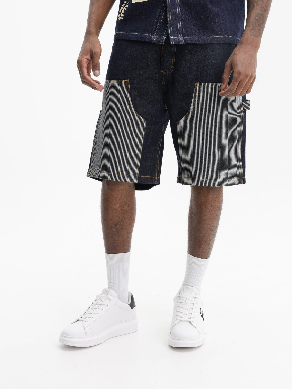 Ice-cream Shorts Hickory Panel Denim Indigo