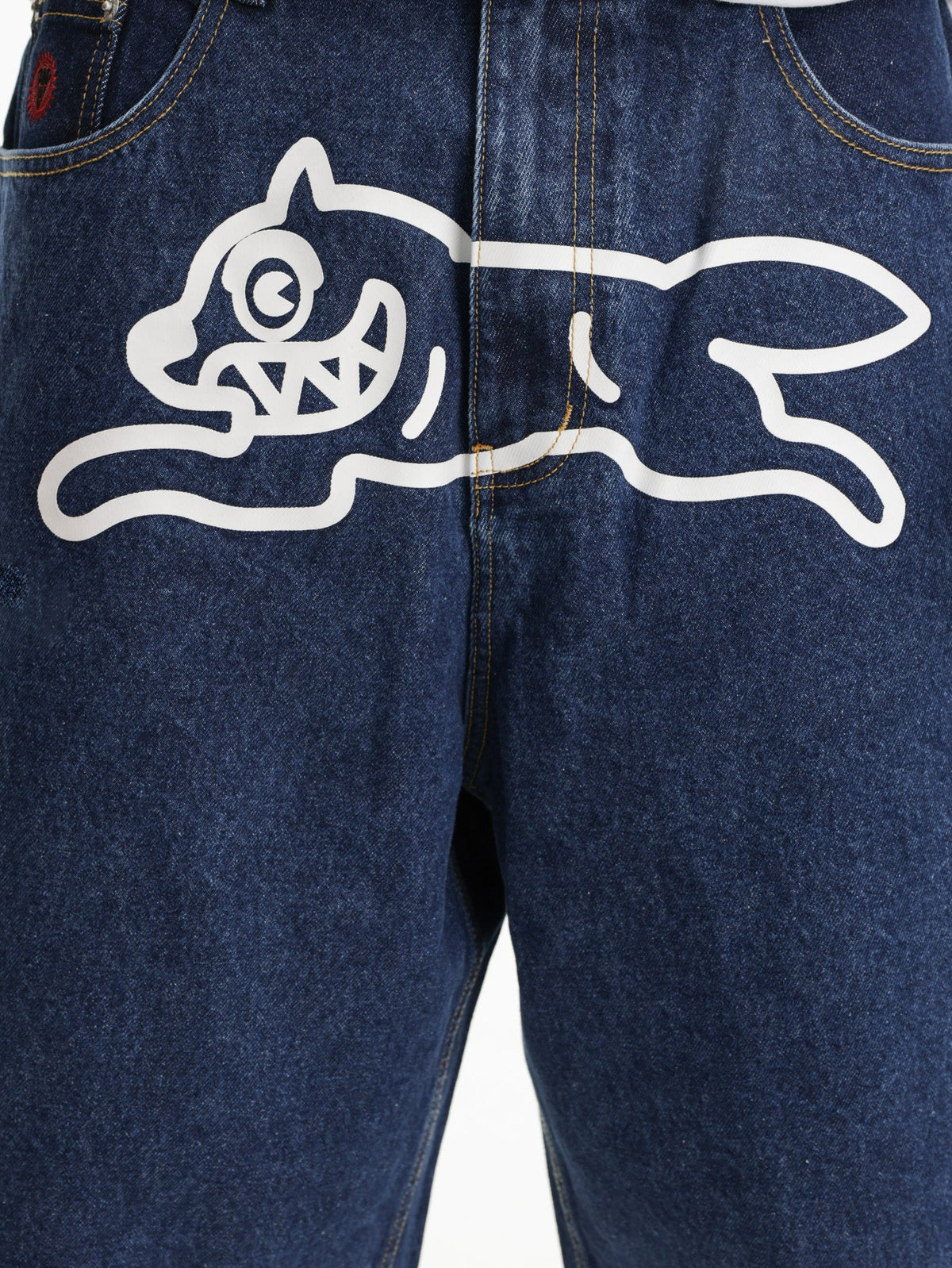 Ice-cream Shorts White Dog Logo Denim Medium Wash