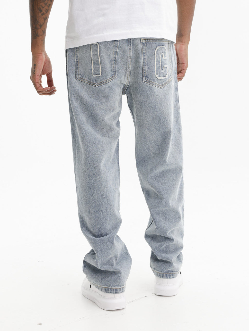 Ice-cream Jeans Dog Embroided Logo Light Wash