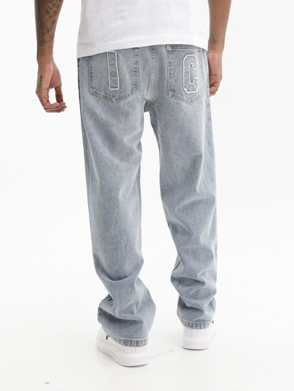 Ice-cream Jeans Dog Embroided Logo Light Wash