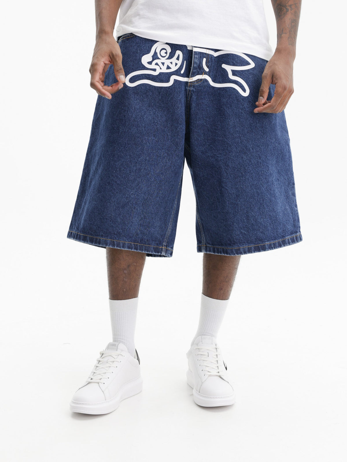 Ice-cream Shorts White Dog Logo Denim Indigo