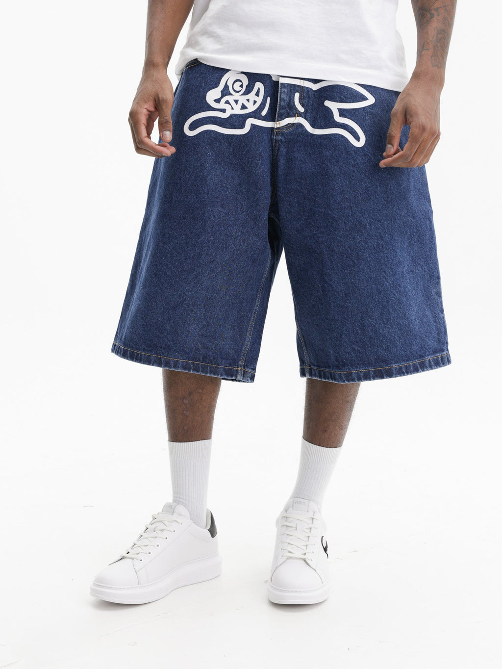 Ice-cream Shorts White Dog Logo Denim Indigo
