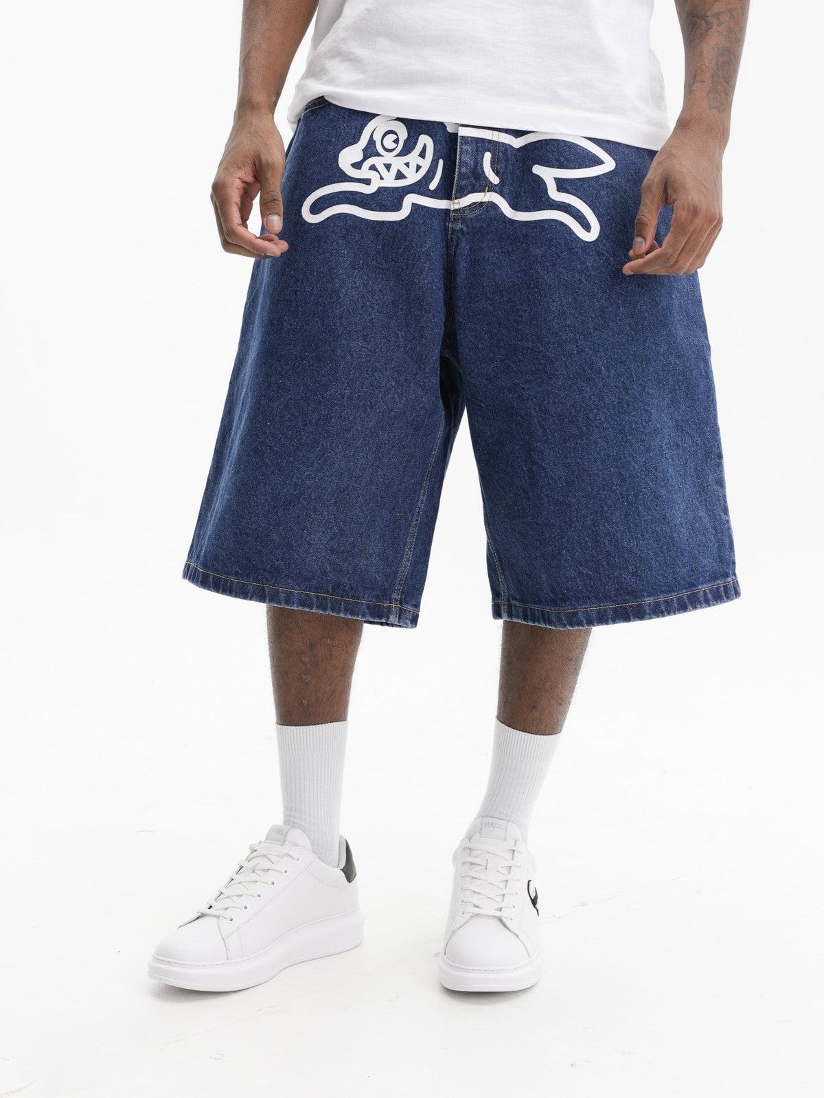 Ice-cream Shorts White Dog Logo Denim Indigo