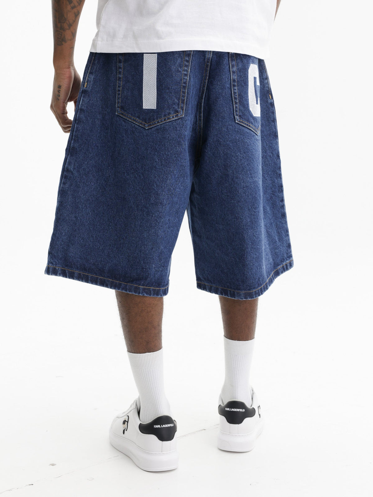 Ice-cream Shorts White Dog Logo Denim Indigo