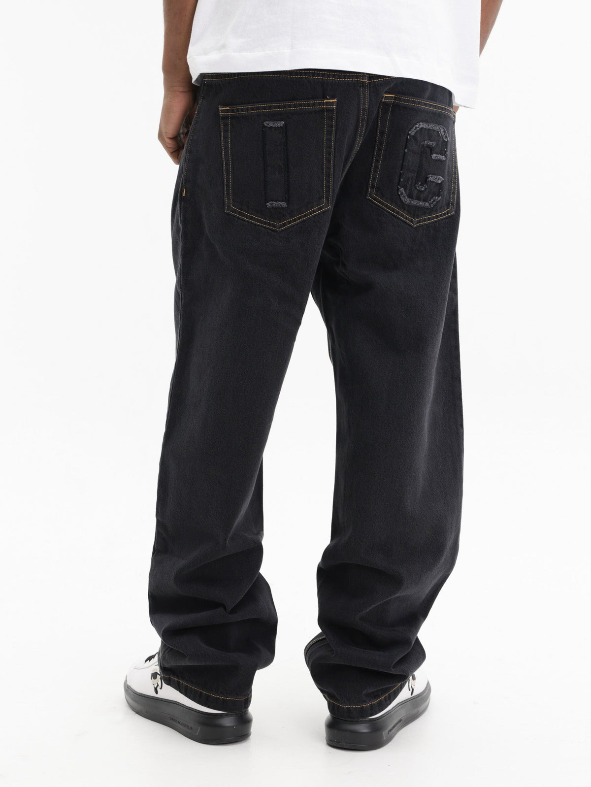 Ice-cream Jeans Dog Embroided Logo Black