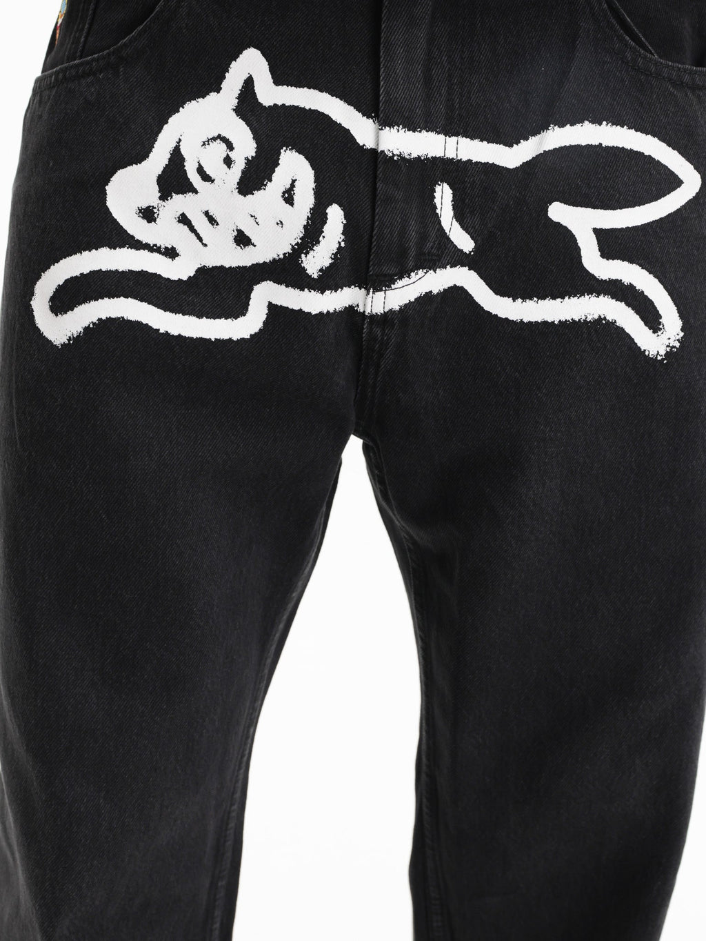 Ice-cream Pants White Dog Logo Denim Black Wash