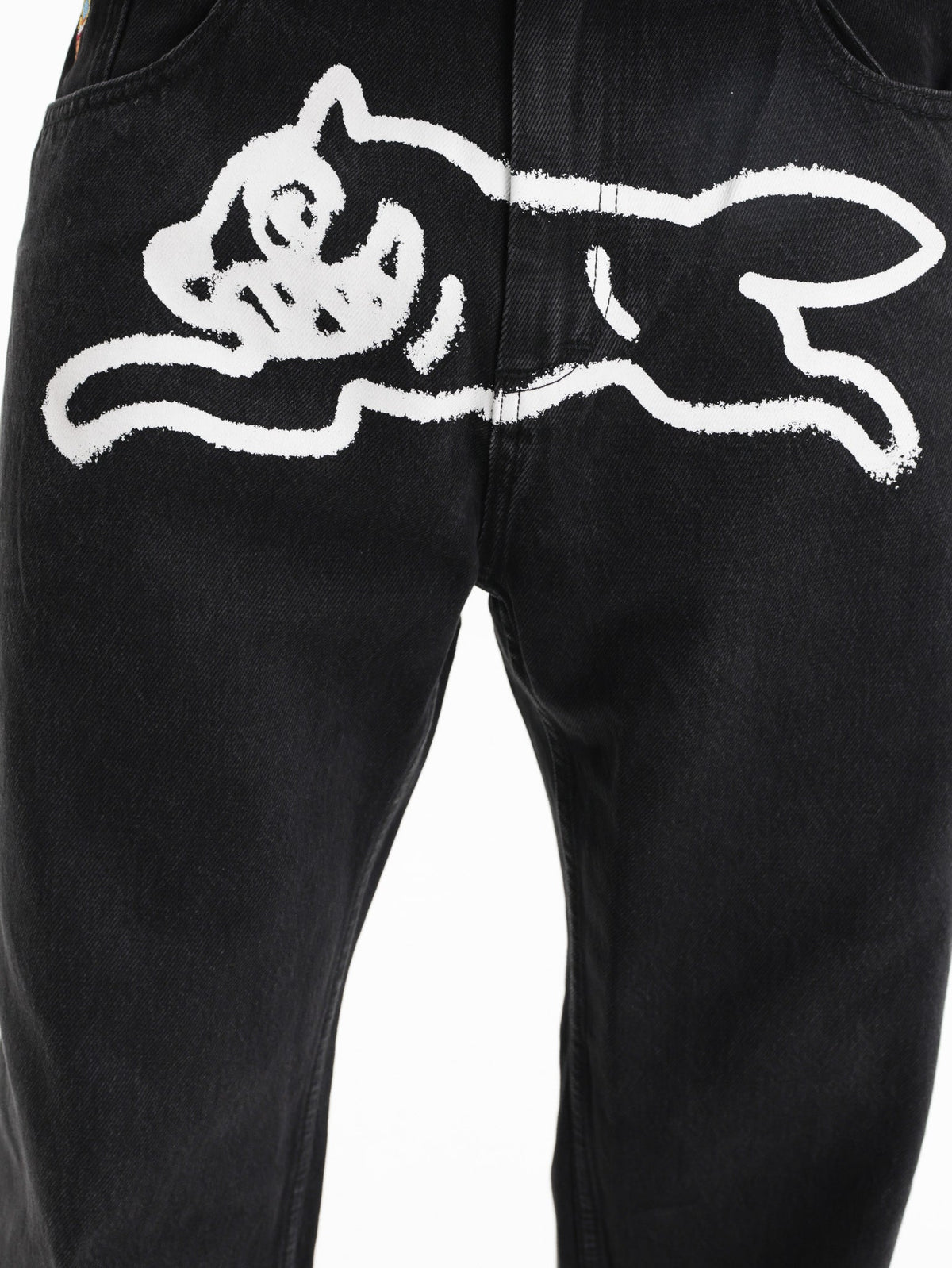 Ice-cream Pants White Dog Logo Denim Black Wash