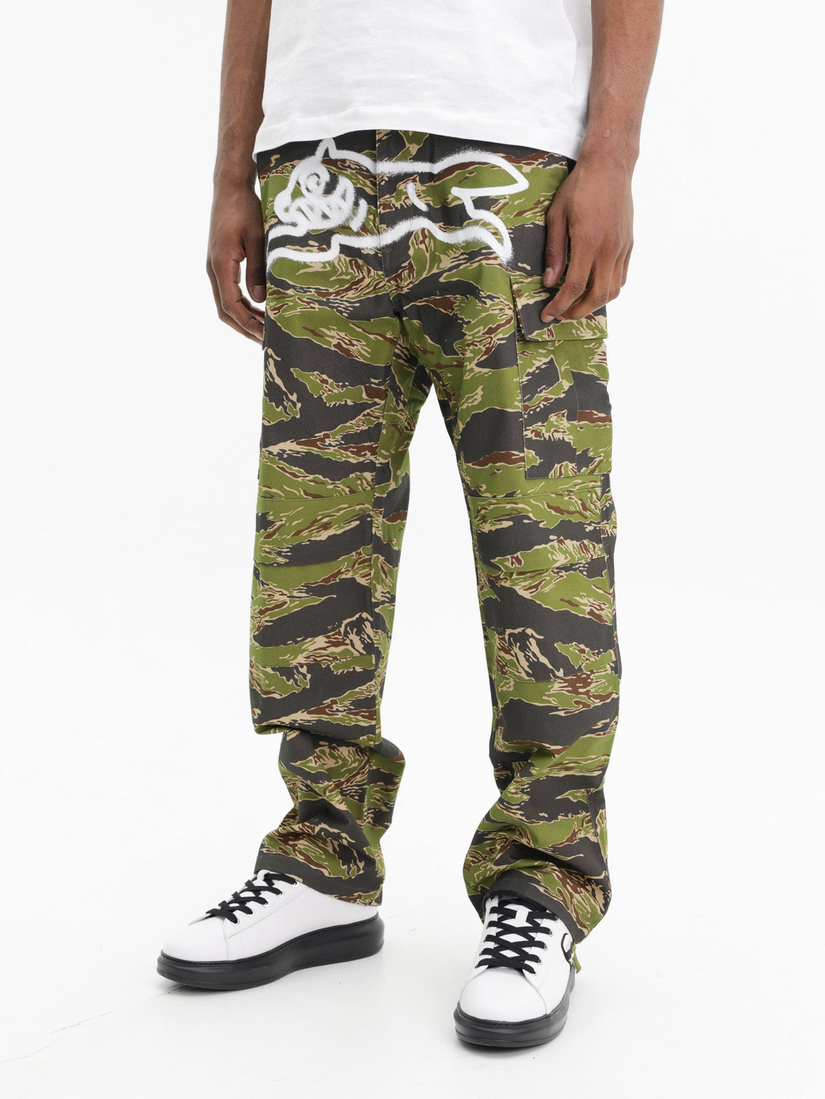 Ice-cream Pants Tiger Strip Cargo Camo