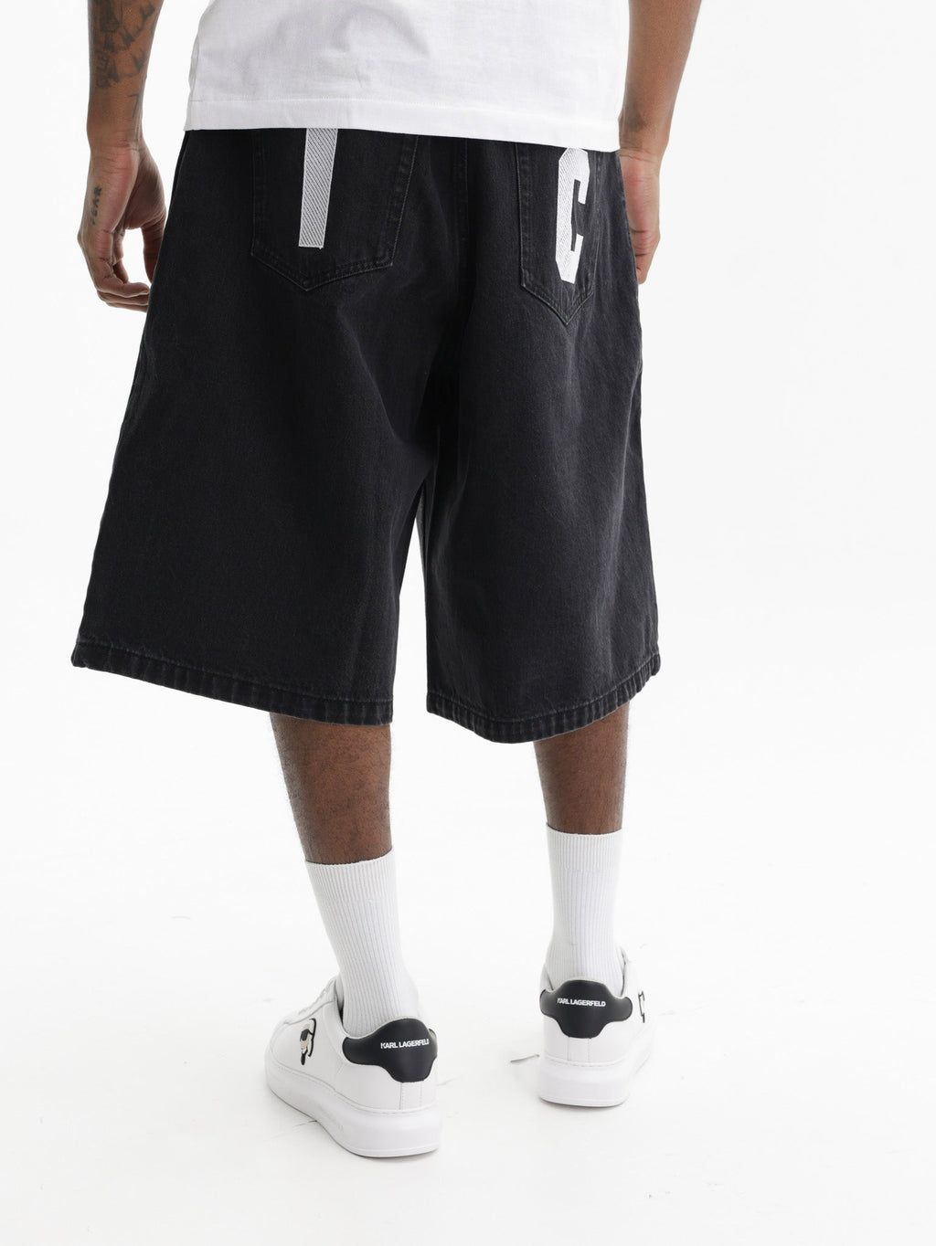 Ice-cream Shorts White Dog Logo Denim Black
