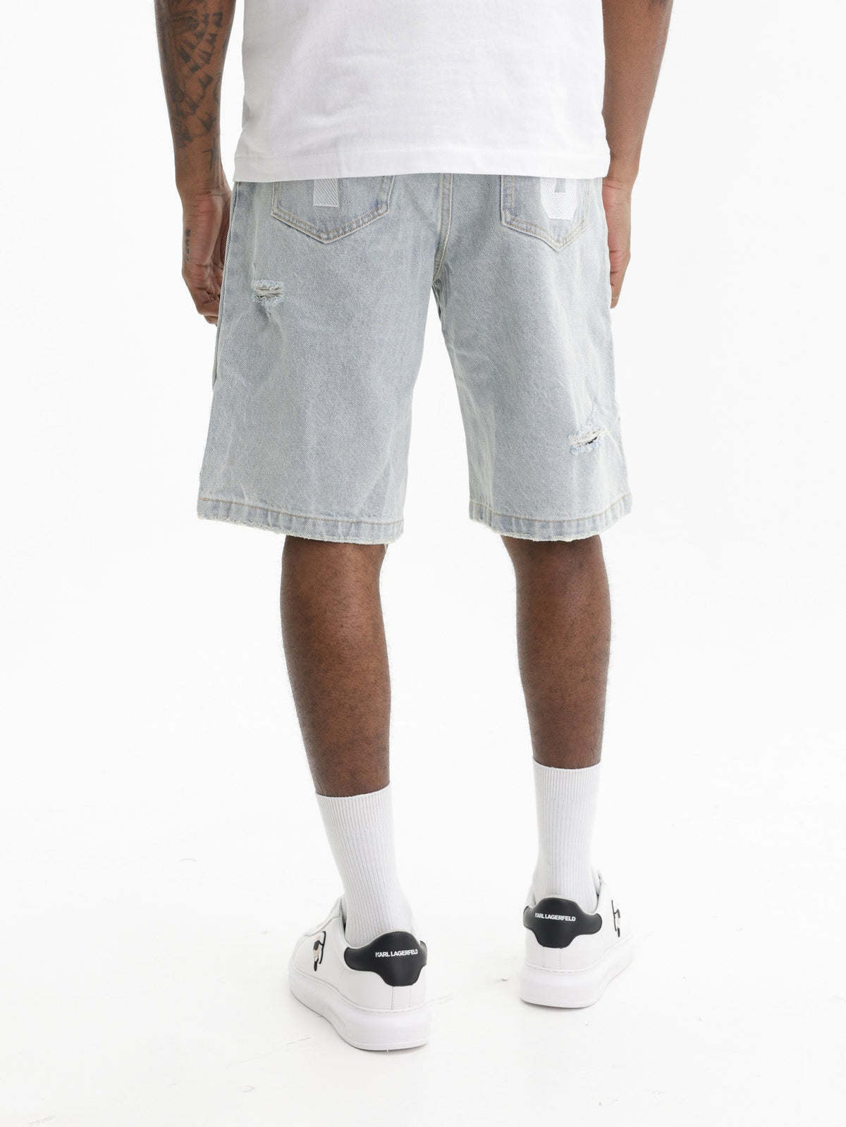 Ice-cream Shorts White Dog Logo Denim Dark Wash