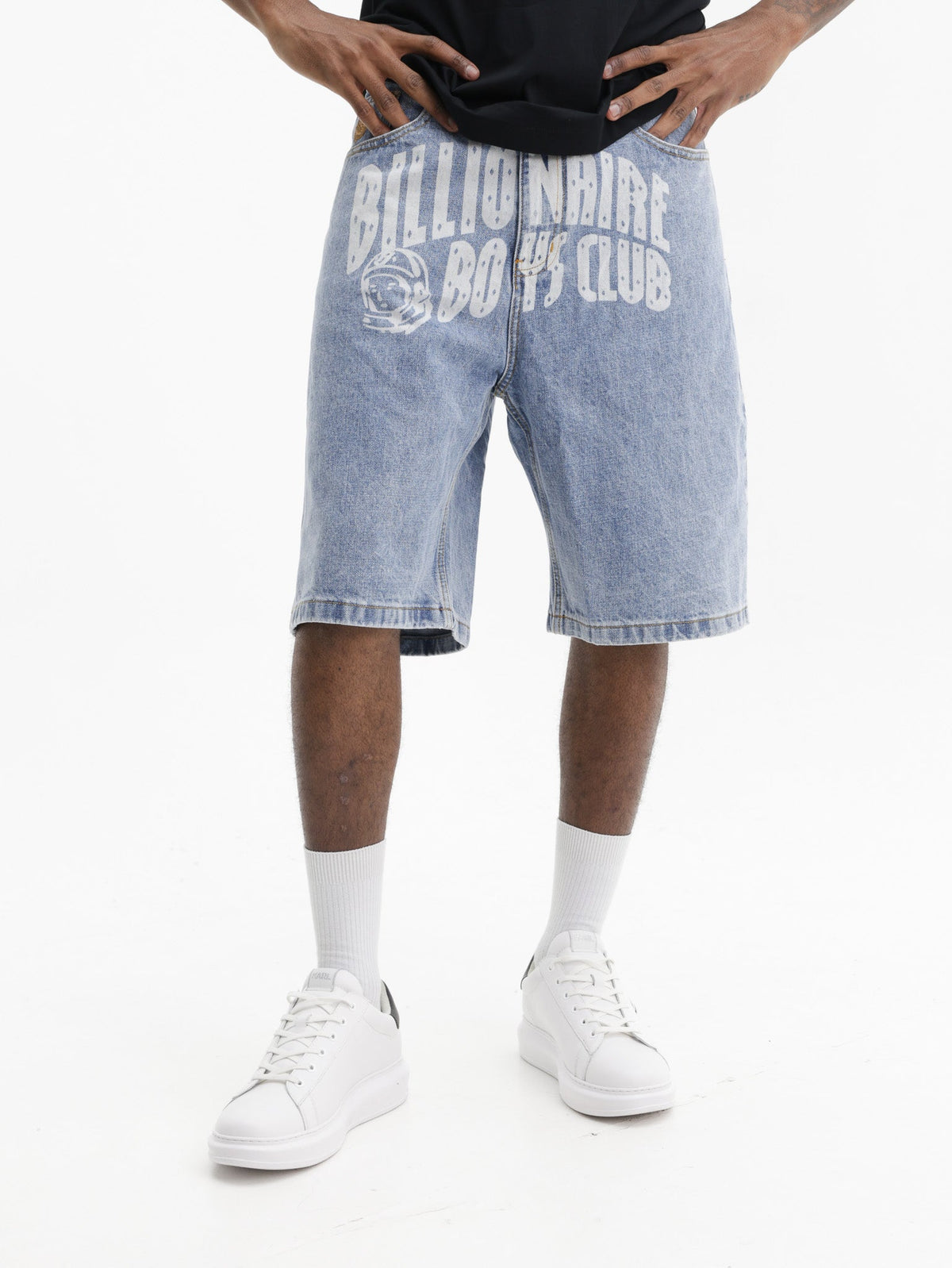 Billionaire Boys Club Shorts Bbc Print Denim Light Wash
