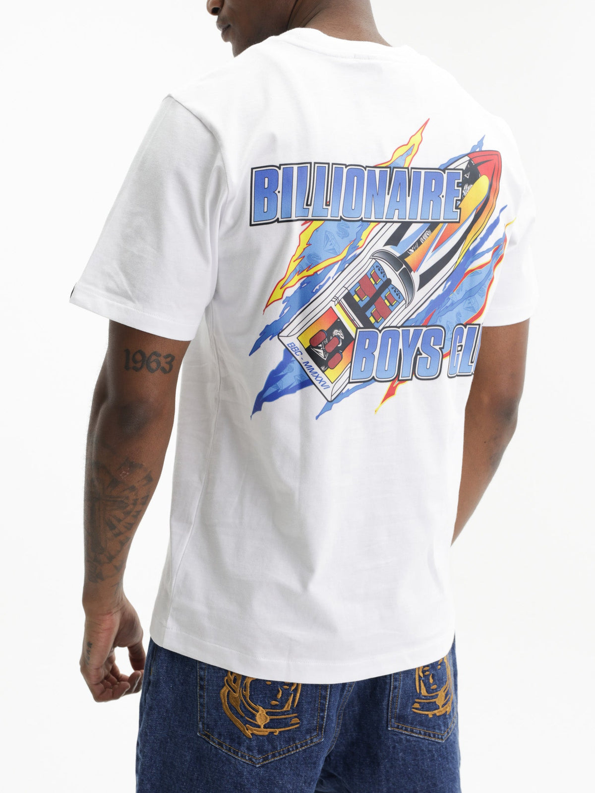 Billionaire Boys Club T-Shirt Blue Rpint Logo White