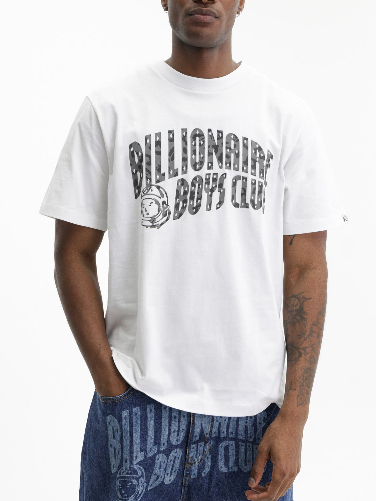 Billionaire Boys Club T-Shirt Leopard Print Arch White