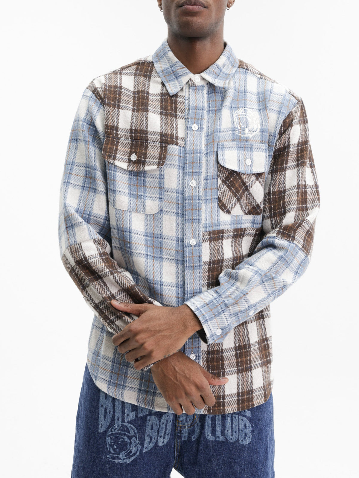 Billionaire Boys Club Shirt Brown Checkered Ls Blue