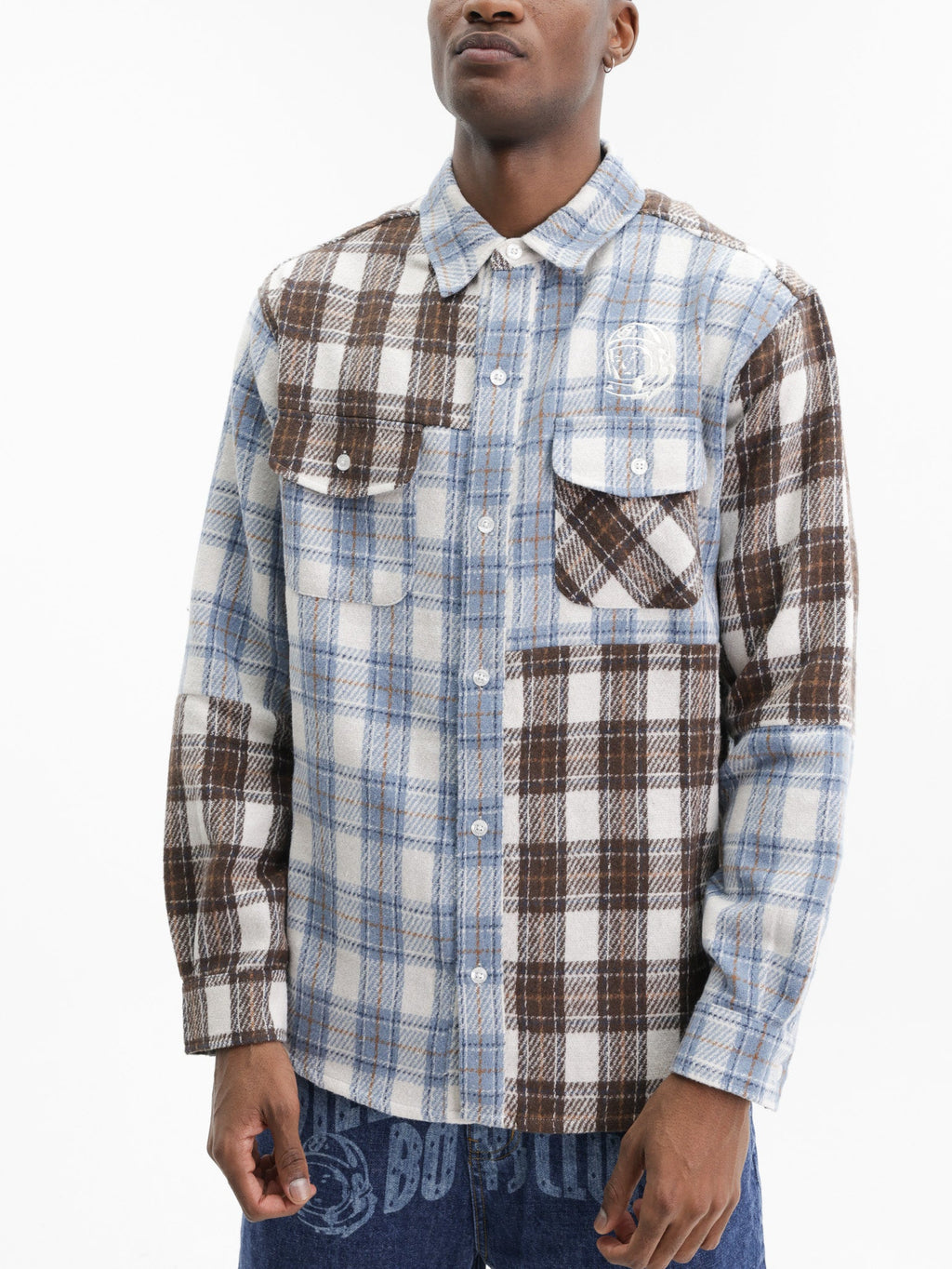 Billionaire Boys Club Shirt Brown Checkered Ls Blue