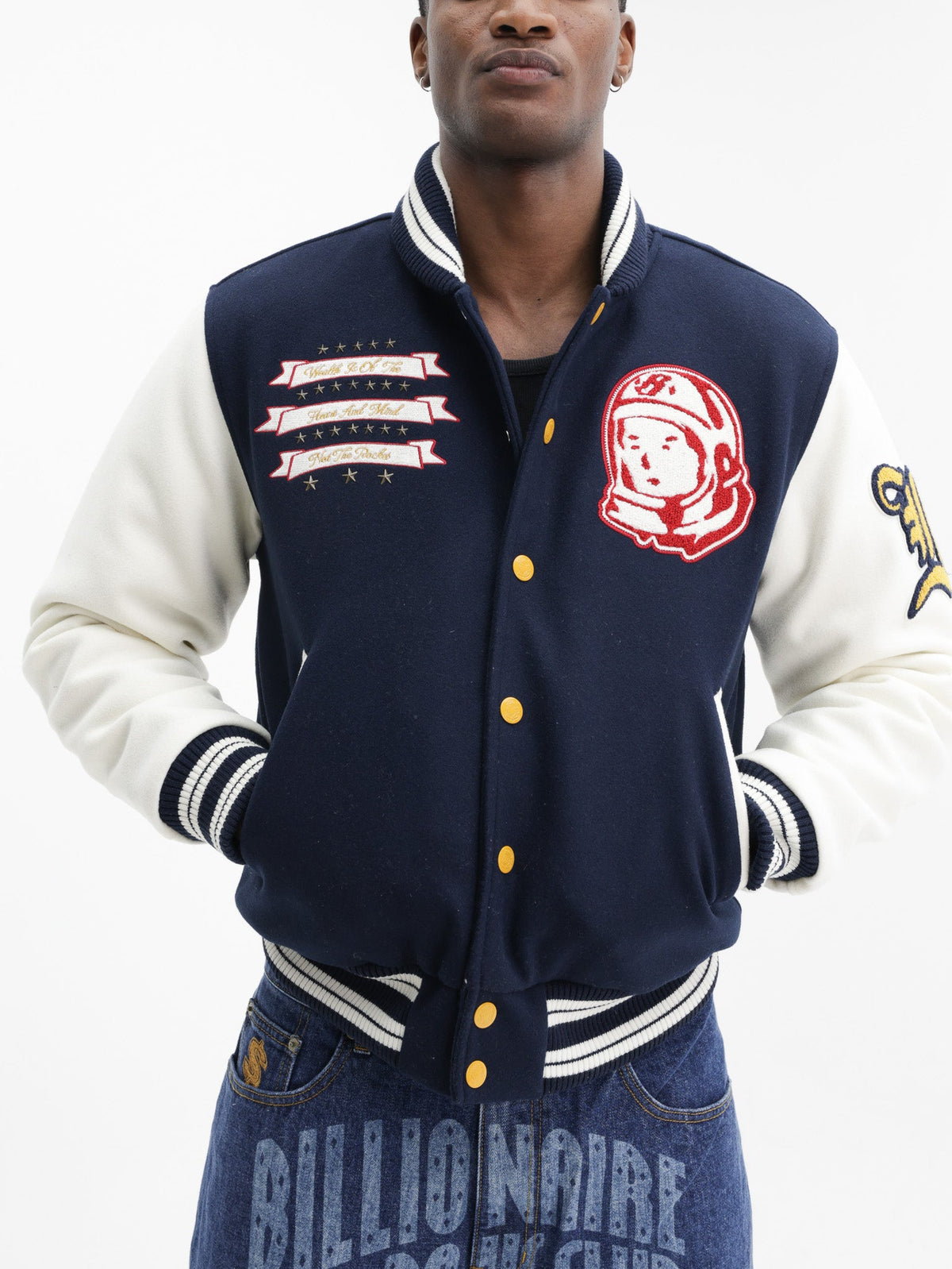 Billionaire Boys Club Jacket Script Wool Varsity Navy/Cream
