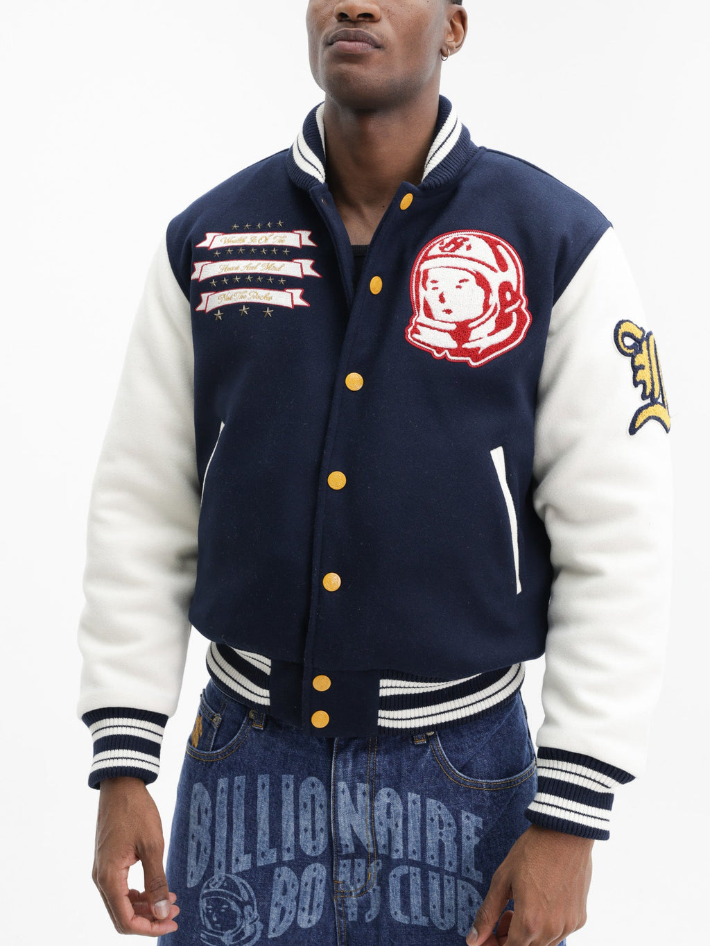 Billionaire Boys Club Jacket Script Wool Varsity Navy/Cream