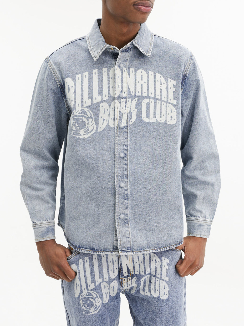 Billionaire Boys Club Shirt Bbc Print Denim Light Wash