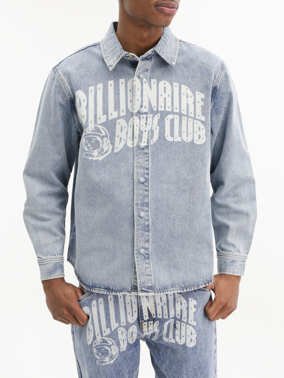 Billionaire Boys Club Shirt Bbc Print Denim Light Wash