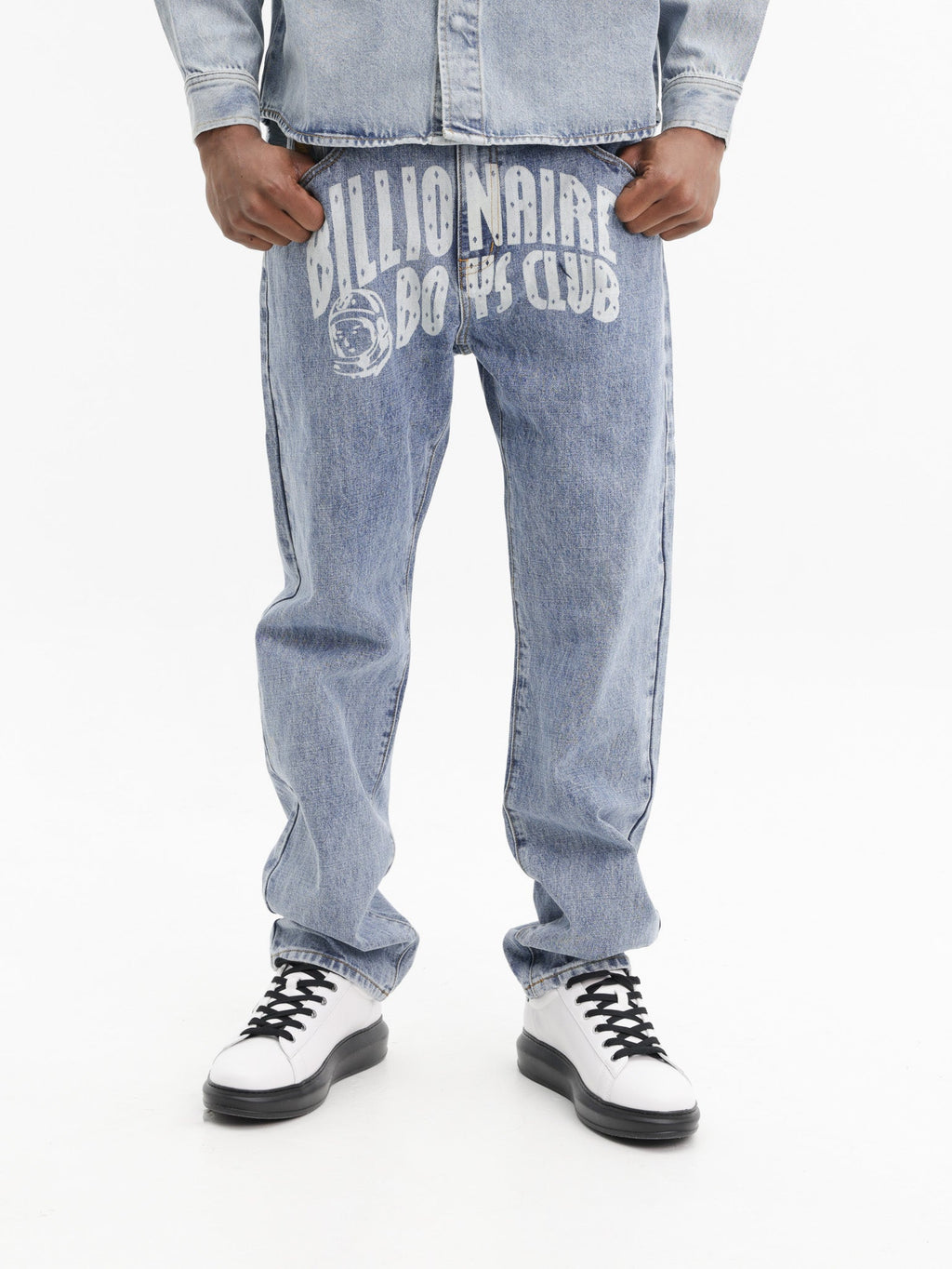 Billionaire Boys Club Pants Bbc Print Denim Light Wash