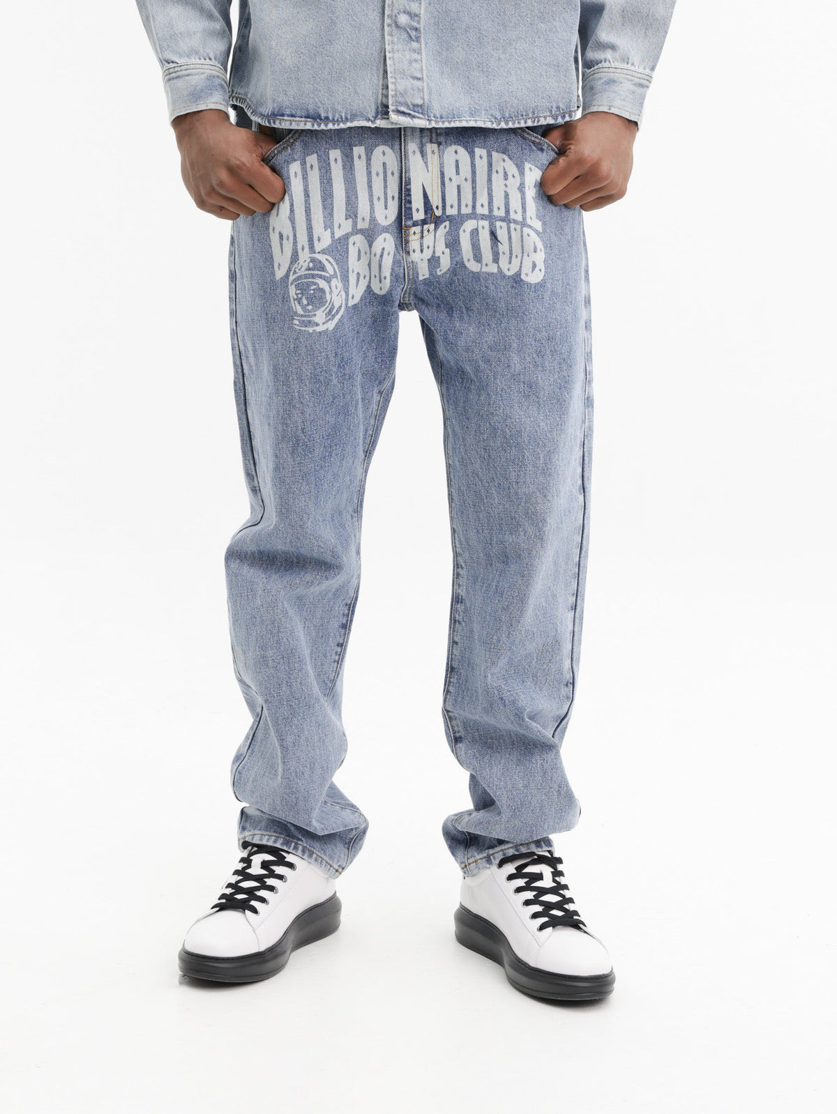 Billionaire Boys Club Pants Bbc Print Denim Light Wash