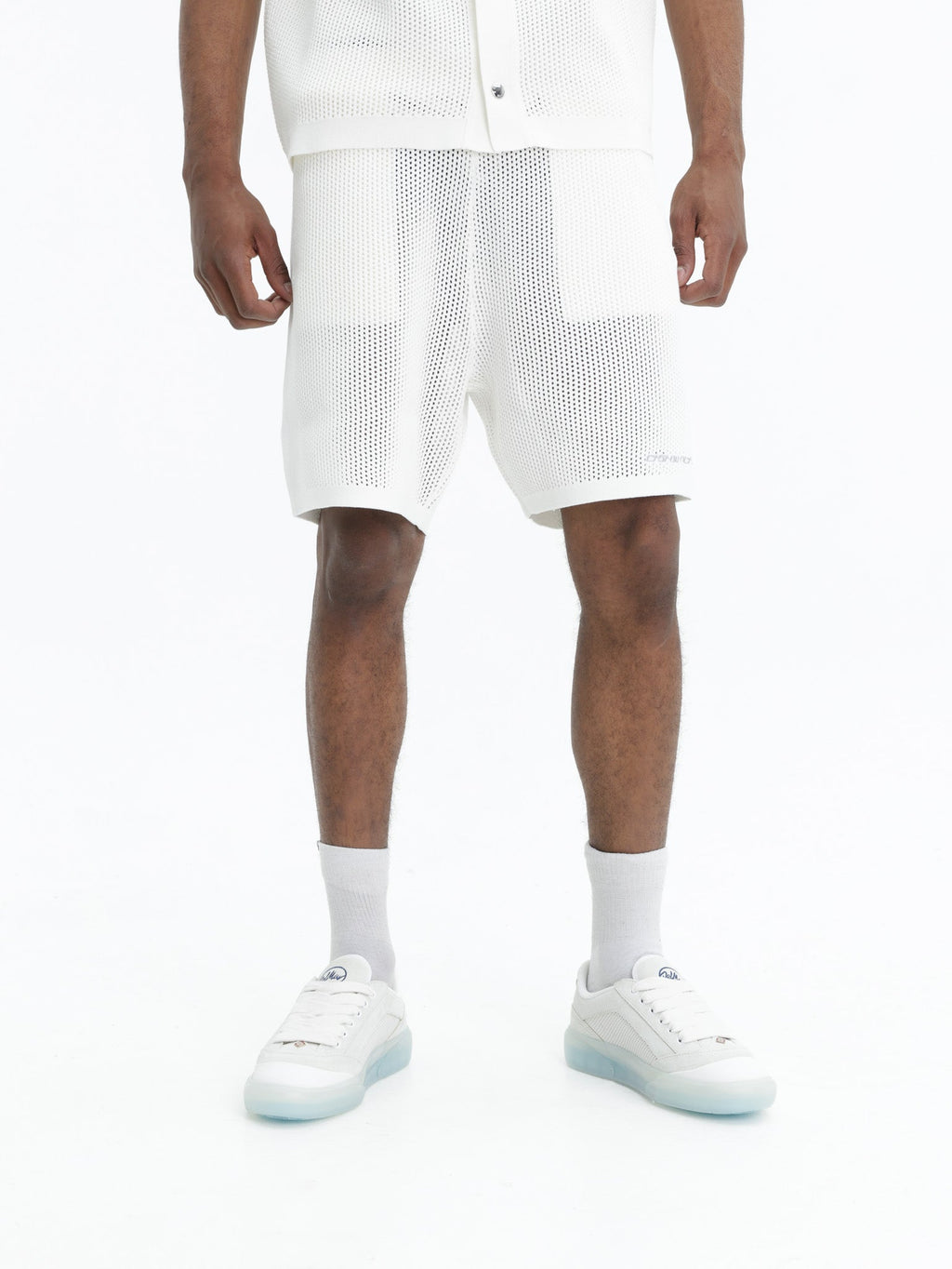 Casablanca Shorts Mesh Grey Knee Logo White