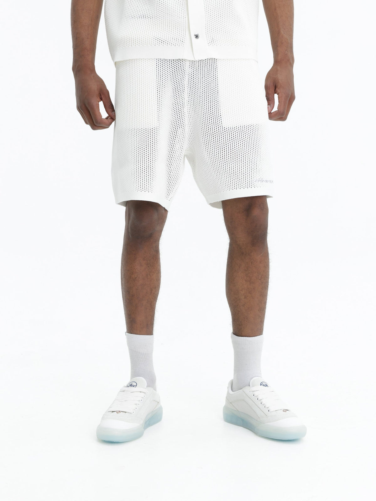 Casablanca Shorts Mesh Grey Knee Logo White