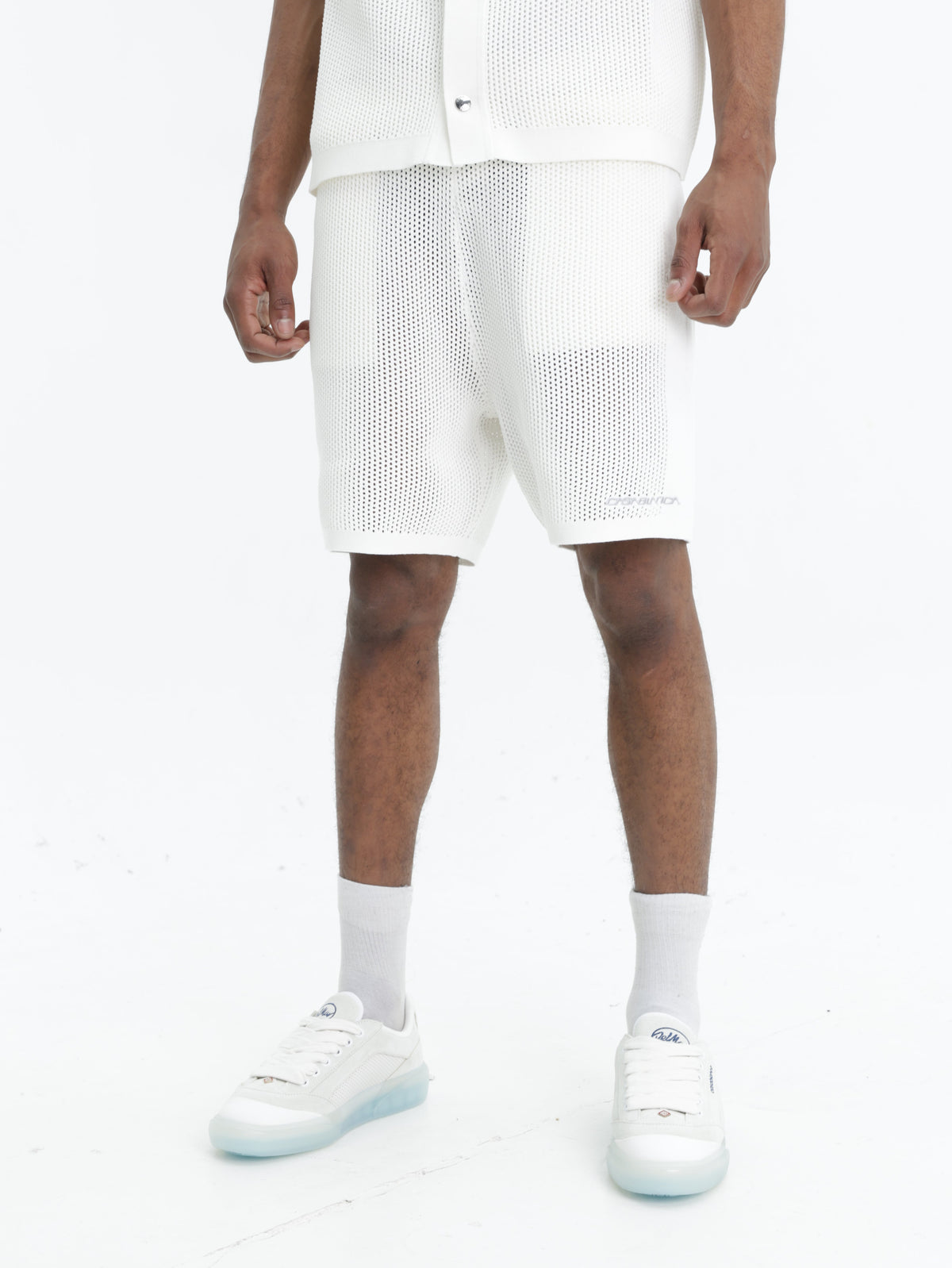 Casablanca Shorts Mesh Grey Knee Logo White