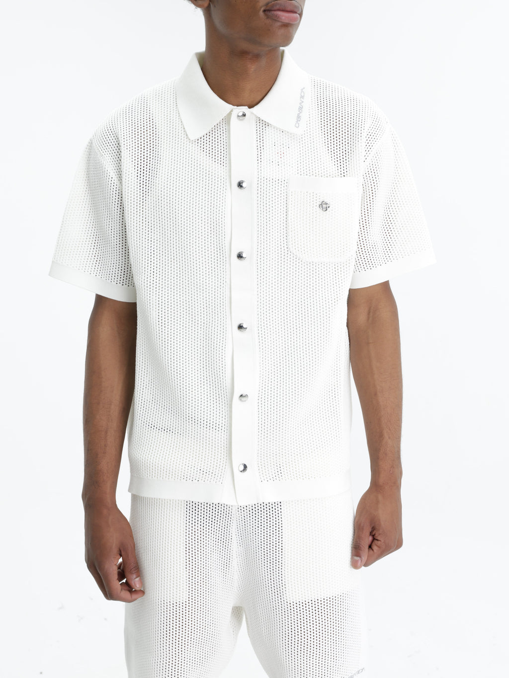 Casablanca Shirt Mesh Collar Ss White