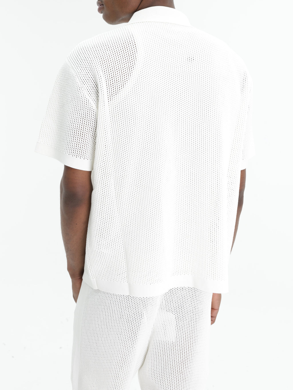Casablanca Shirt Mesh Collar Ss White