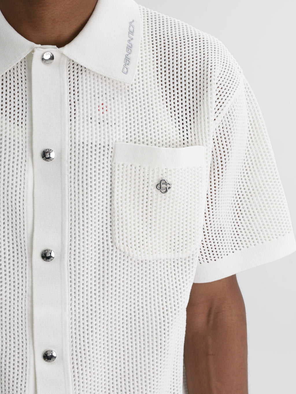 Casablanca Shirt Mesh Collar Ss White