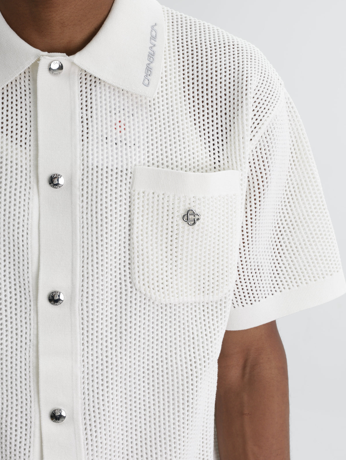 Casablanca Shirt Mesh Collar Ss White