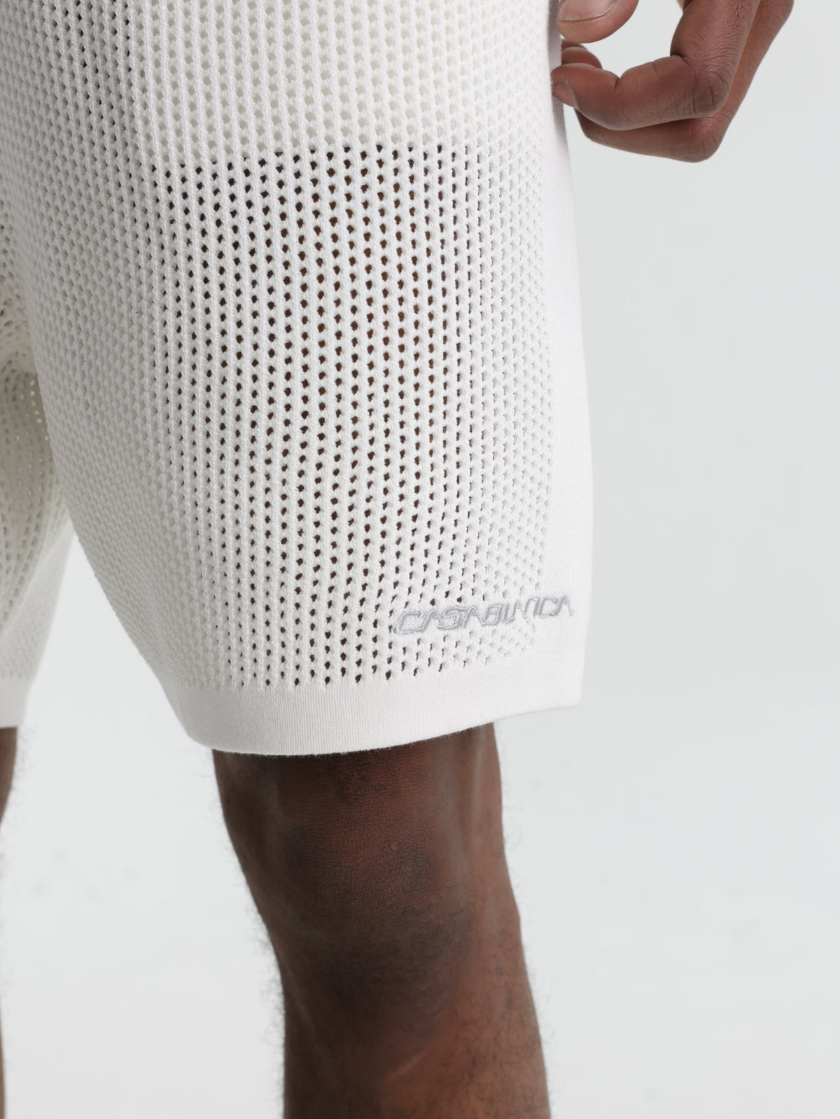 Casablanca Shorts Mesh Grey Knee Logo White