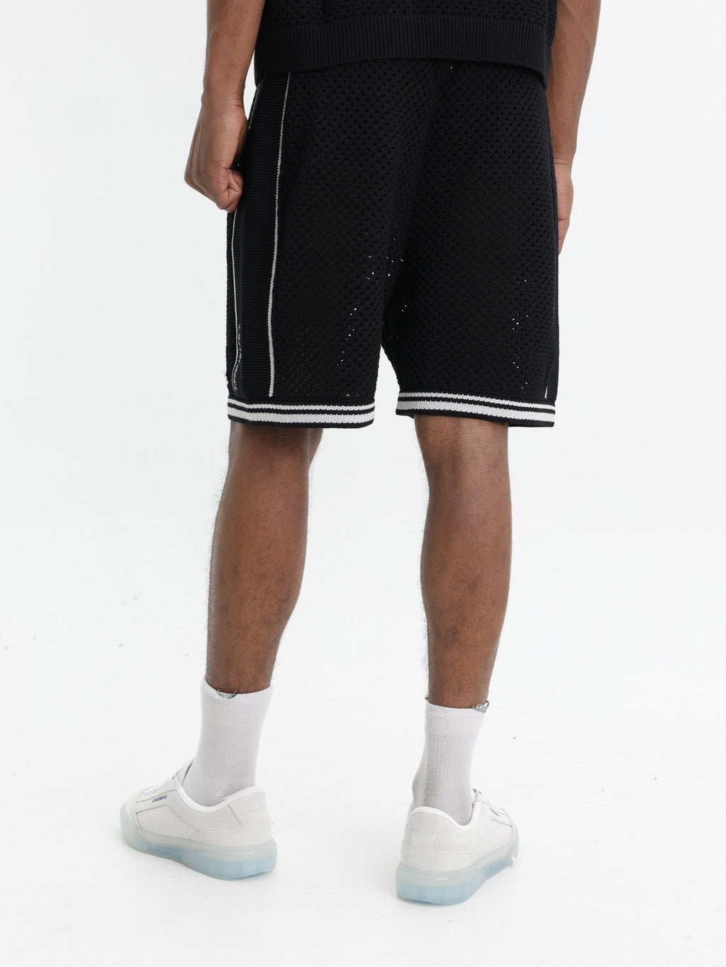 Casablanca Shorts White Stripe Mesh Black