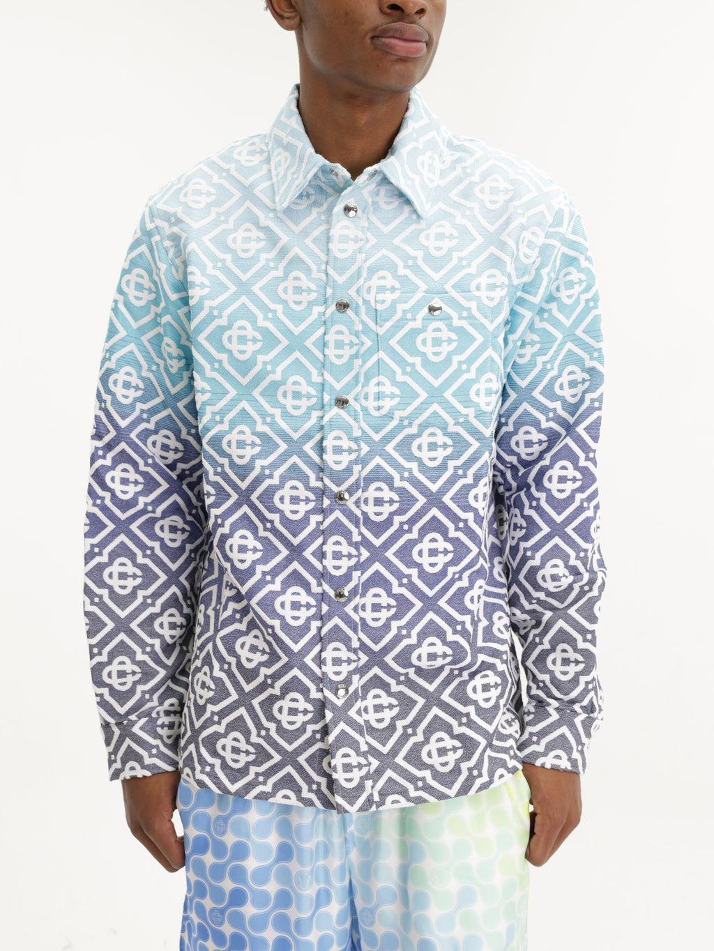 Casablanca Shirt Monogram Gradient Ls Blue