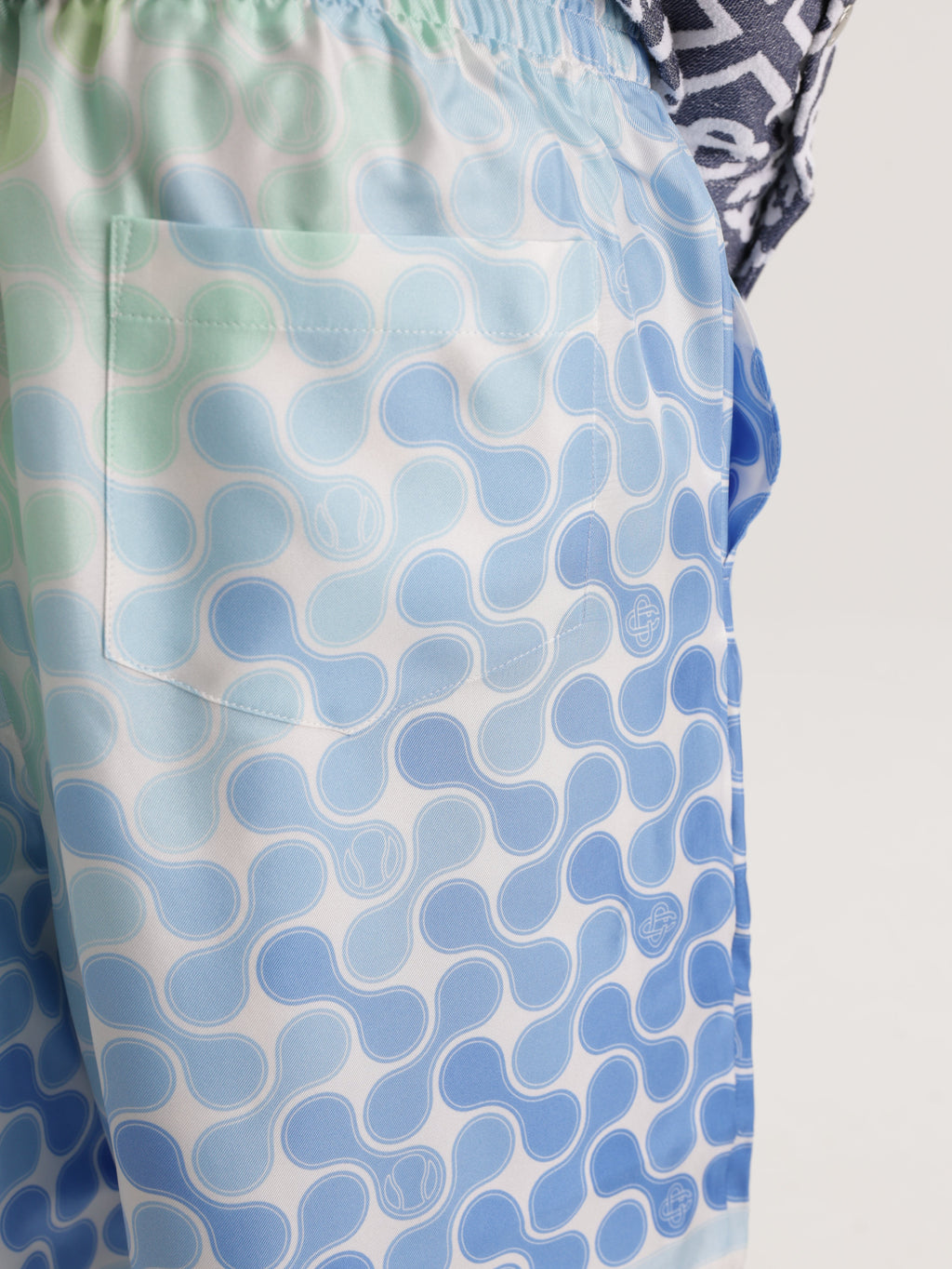 Casablanca Shorts Tennis Tile Silk Blue