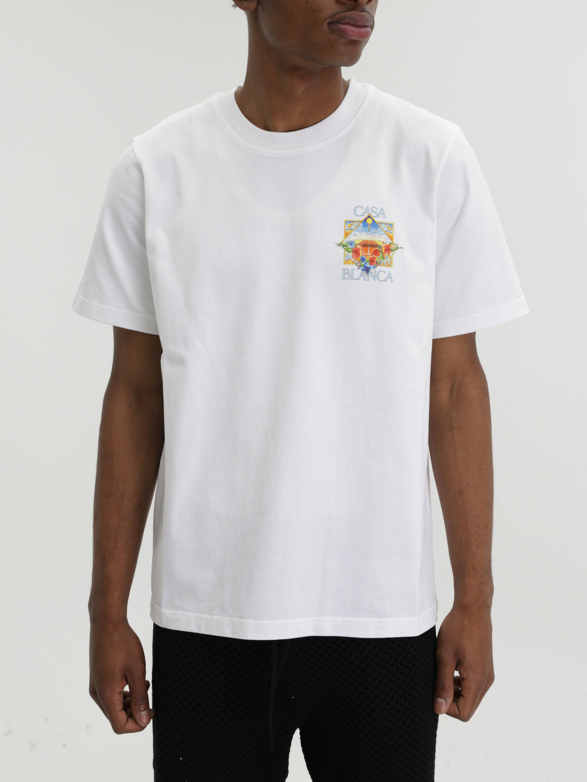 Casablanca T-Shirt Flower Court Icon White