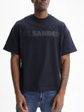 Jil Sander T-Shirt Black Print Crew Navy