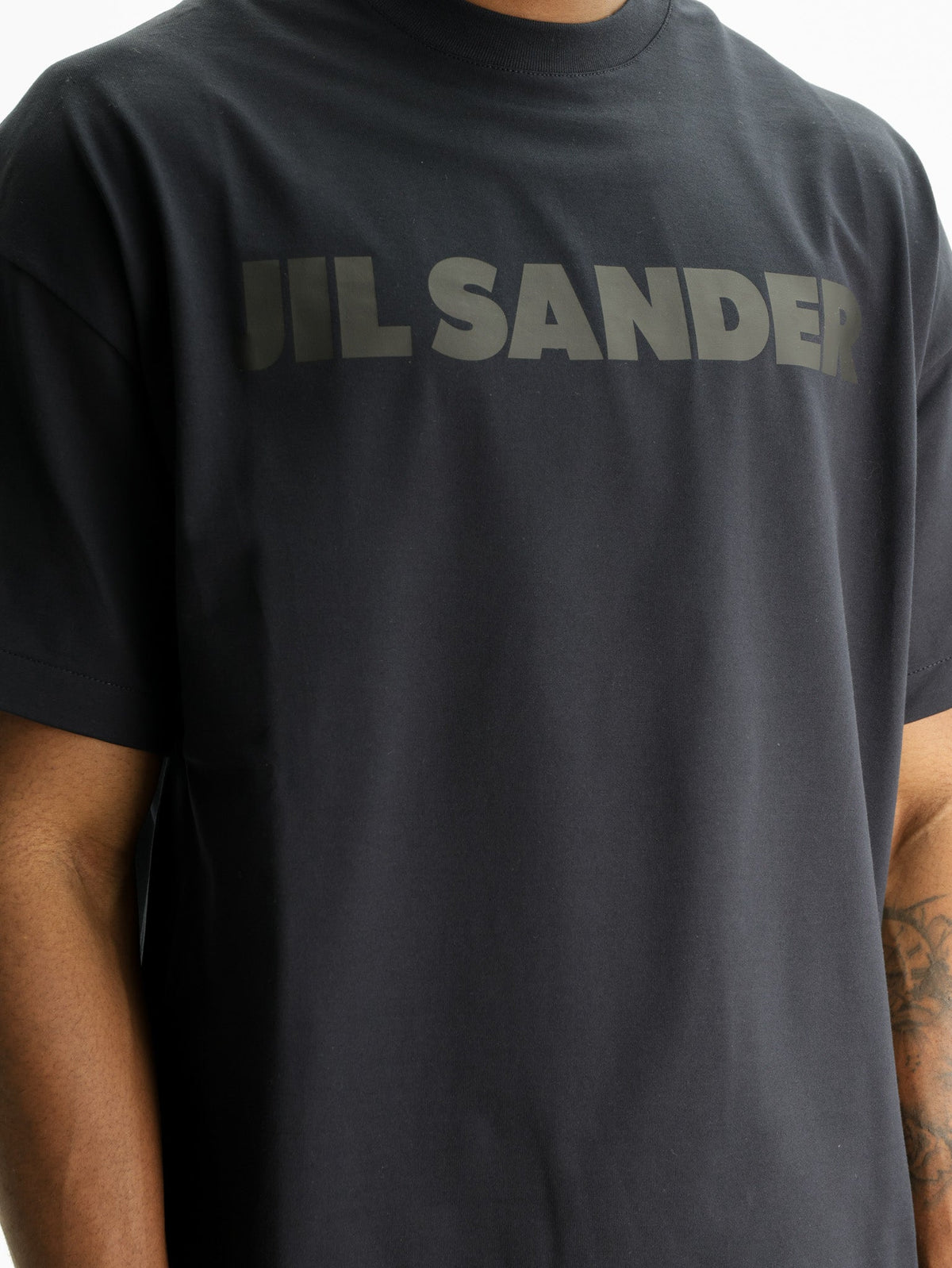 Jil Sander T-Shirt Black Print Crew Navy